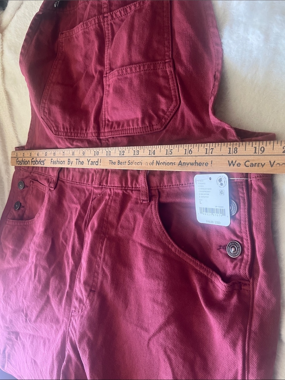 Free People We The Free Ziggy Denim Overalls Straight Leg Raspberry Red - Picture 8 of 12